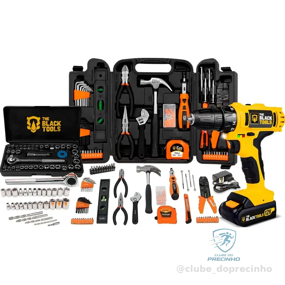 Kit De Ferramentas 169 Peças + Parafusadeira Furadeira 12v
