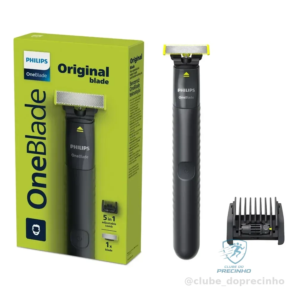 Barbeador E Aparador Elétrico Philips Oneblade Com Pente 5 Em 1, Sem Fio E À Prova D'água - Qp1425/10 Preto 5v