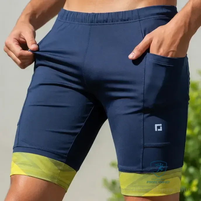 Shorts De Compressão P/ Corrida Masculino C/ Bolsos Laterais