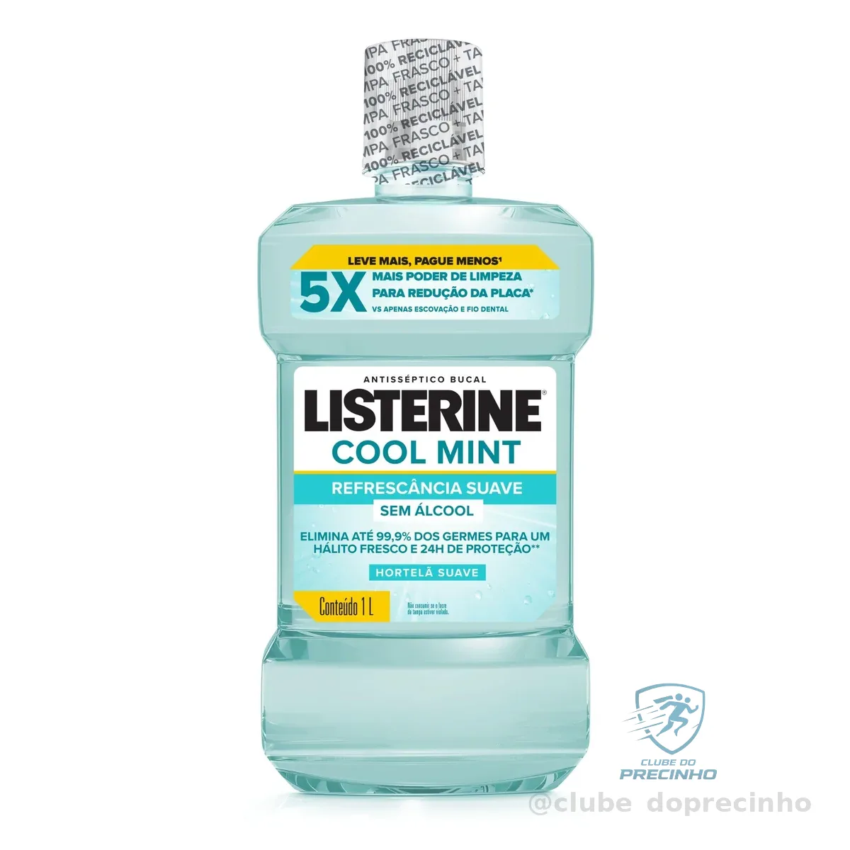 Listerine Enxaguante Bucal Cool Mint Sem Álcool, 1L