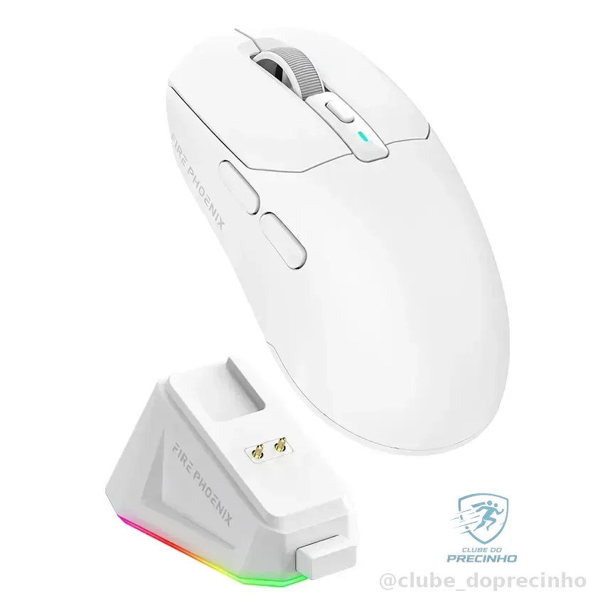 Mouse Gamer Sem Fio Fire Phoenix 24000dpi Paw3311 Branco