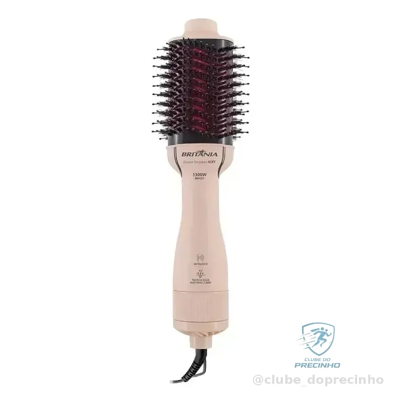 Escova Secadora Britânia Bec07r 4 Em 1 1300w Cabo Rosa 127/220v