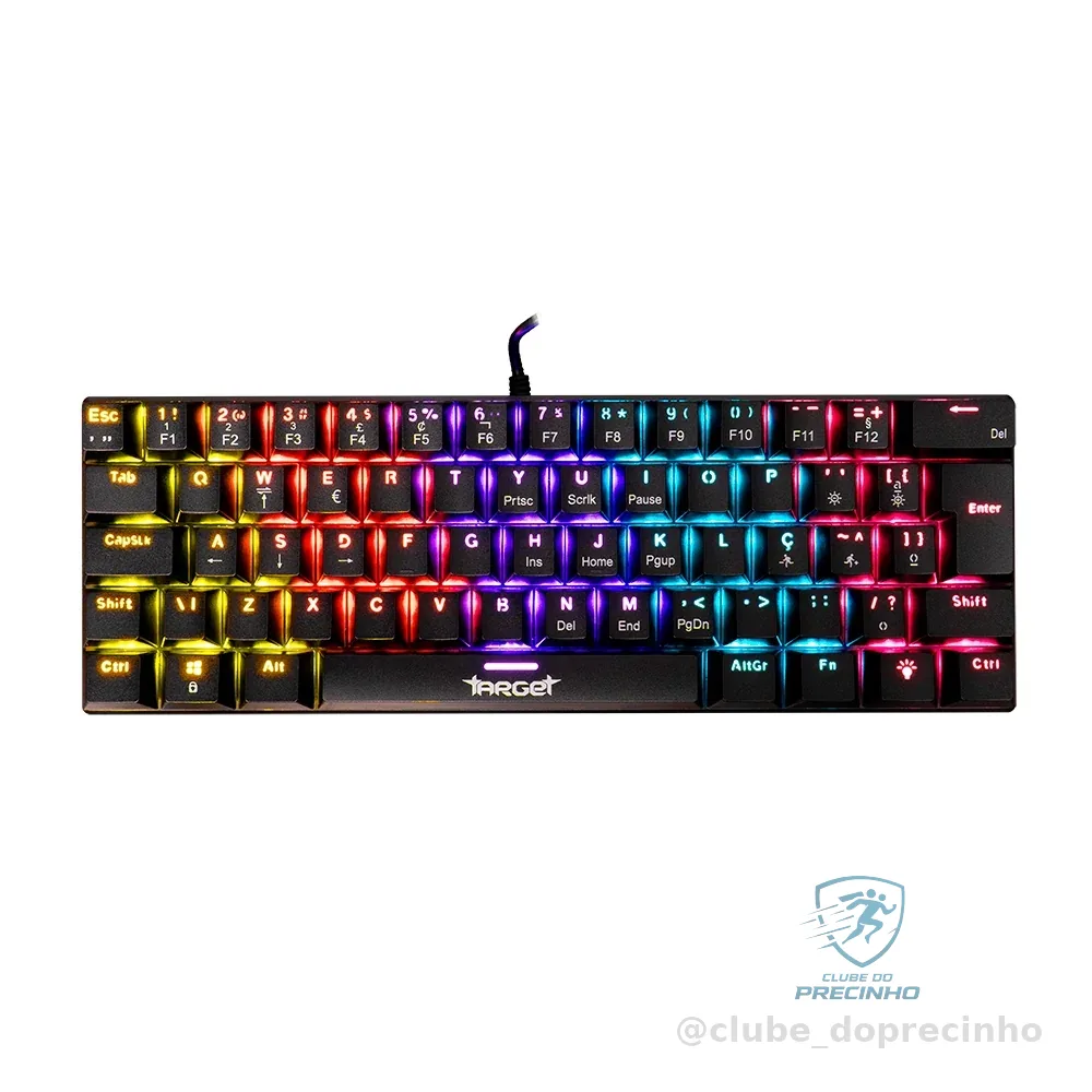Teclado Mecanico TGT Sherman V3 C1, Rainbow, ABNT2, Switch Marrom, Preto, TGT-SHRC-BR01