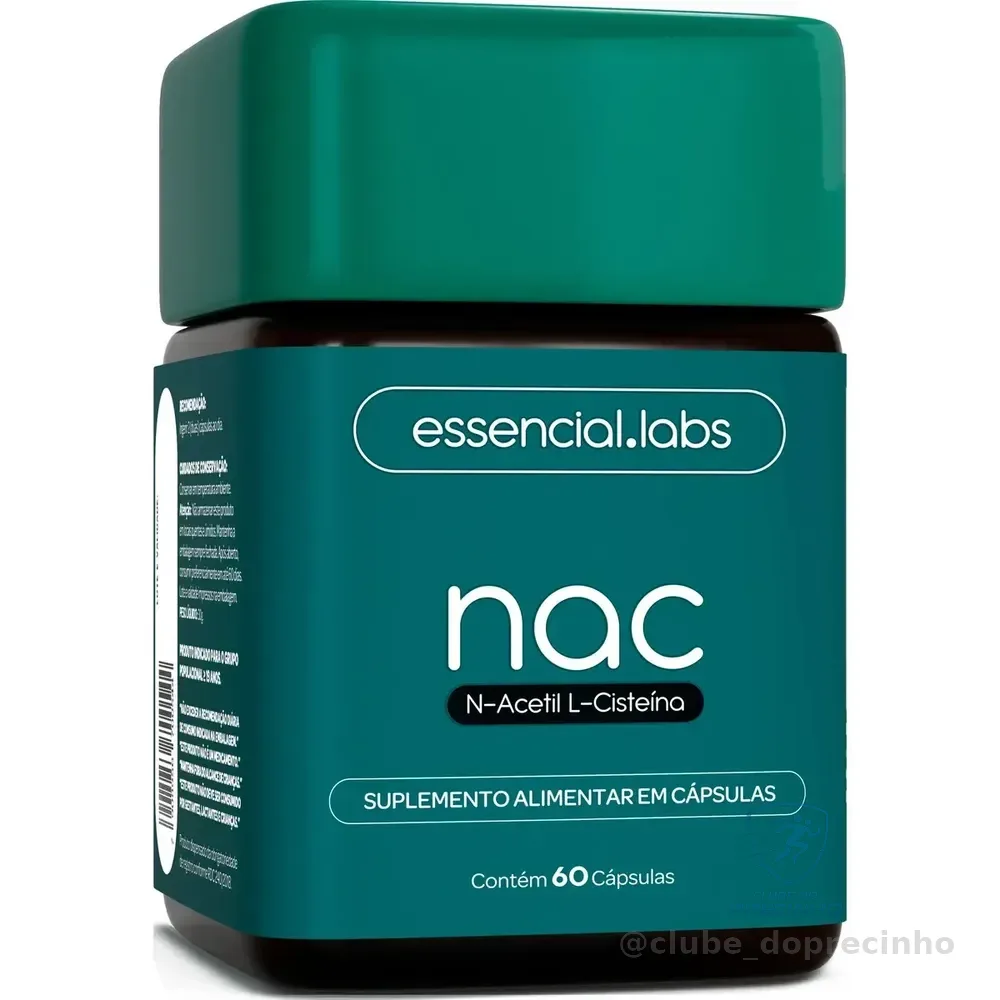 Nac 600mg - Fórmula Exclusiva Com Máxima Concentração E Pureza - N-acetil L-cisteína - 60 Cápsulas Sem Sabor