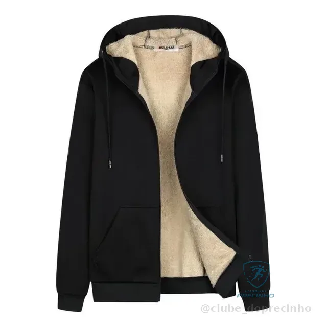 Moletom Masculino Forrado Polar Com Capuz E Zíper