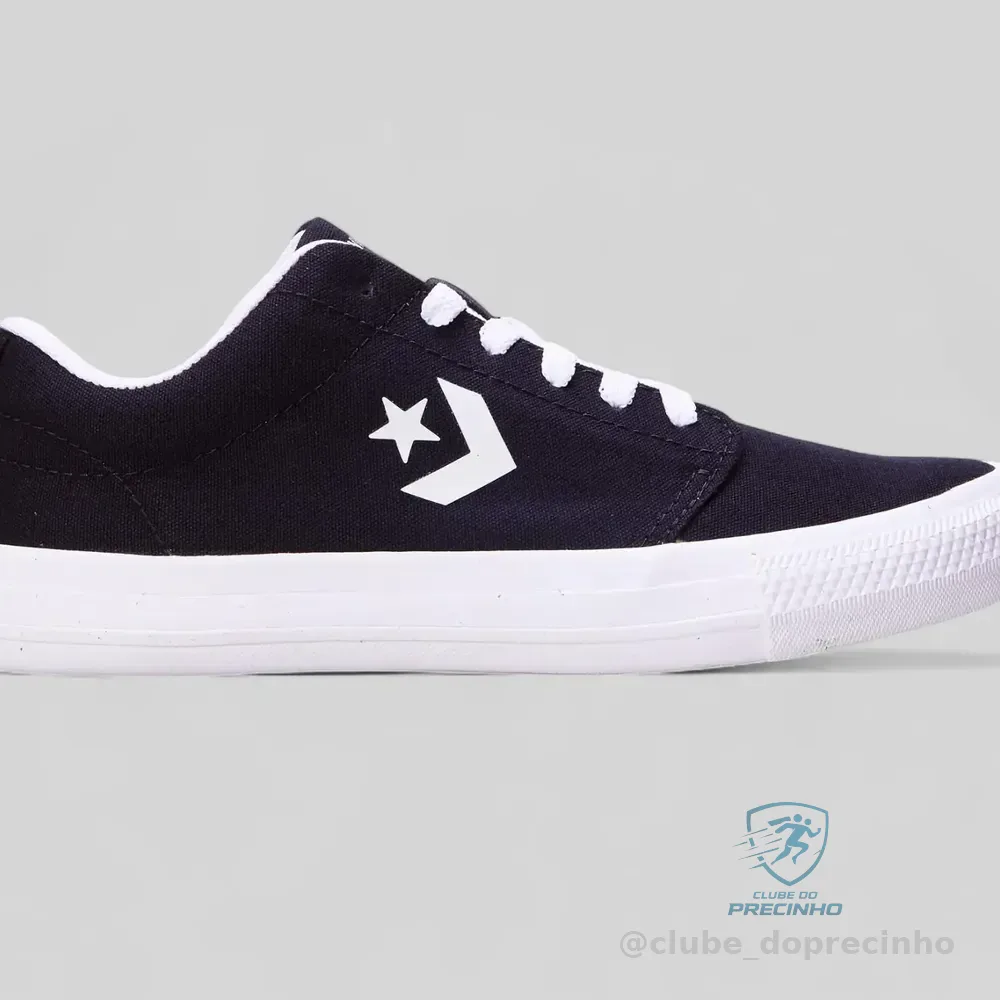 Converse Sem Gênero  Lisa Largo Day One Ct0668 Curto Tecido Preto/branco/branco Lisa 33 Br