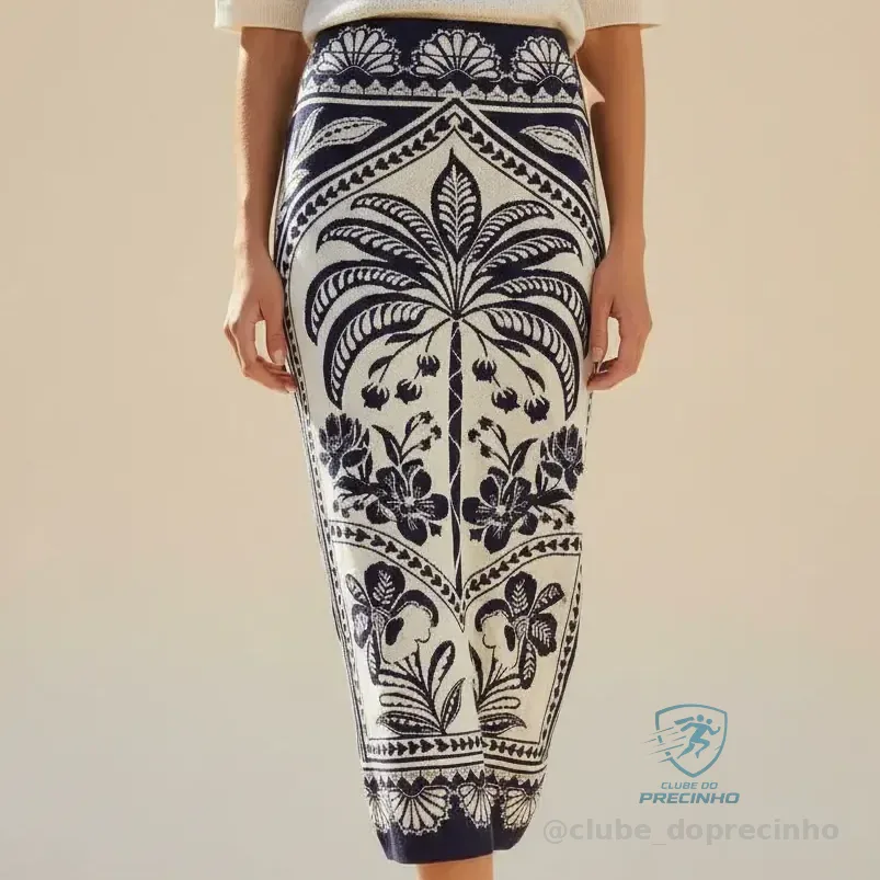 Saia Cropped Tricot  Martina Farm Coqueiro De Flor_off White Coqueiro P