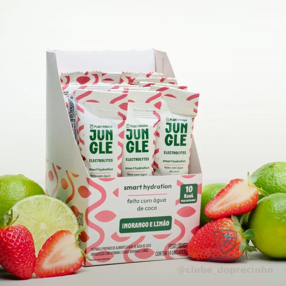 Suplemento em pó Morango e Limão Jungle Electrolytes 5g Display 14 Sachês
