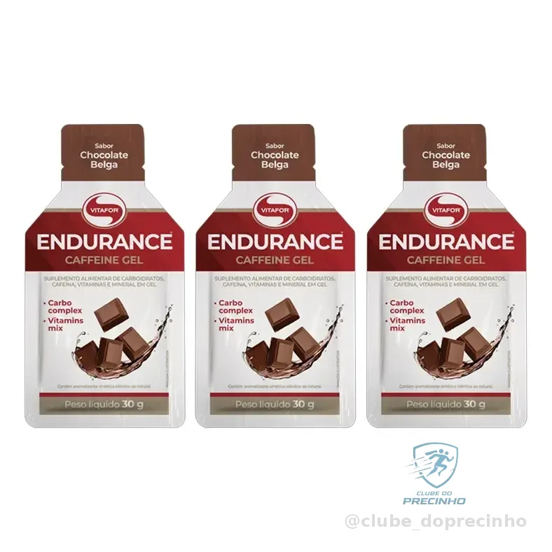 Kit 3x: Endurance Caffeine Gel Chocolate Belga Vitafor 30g