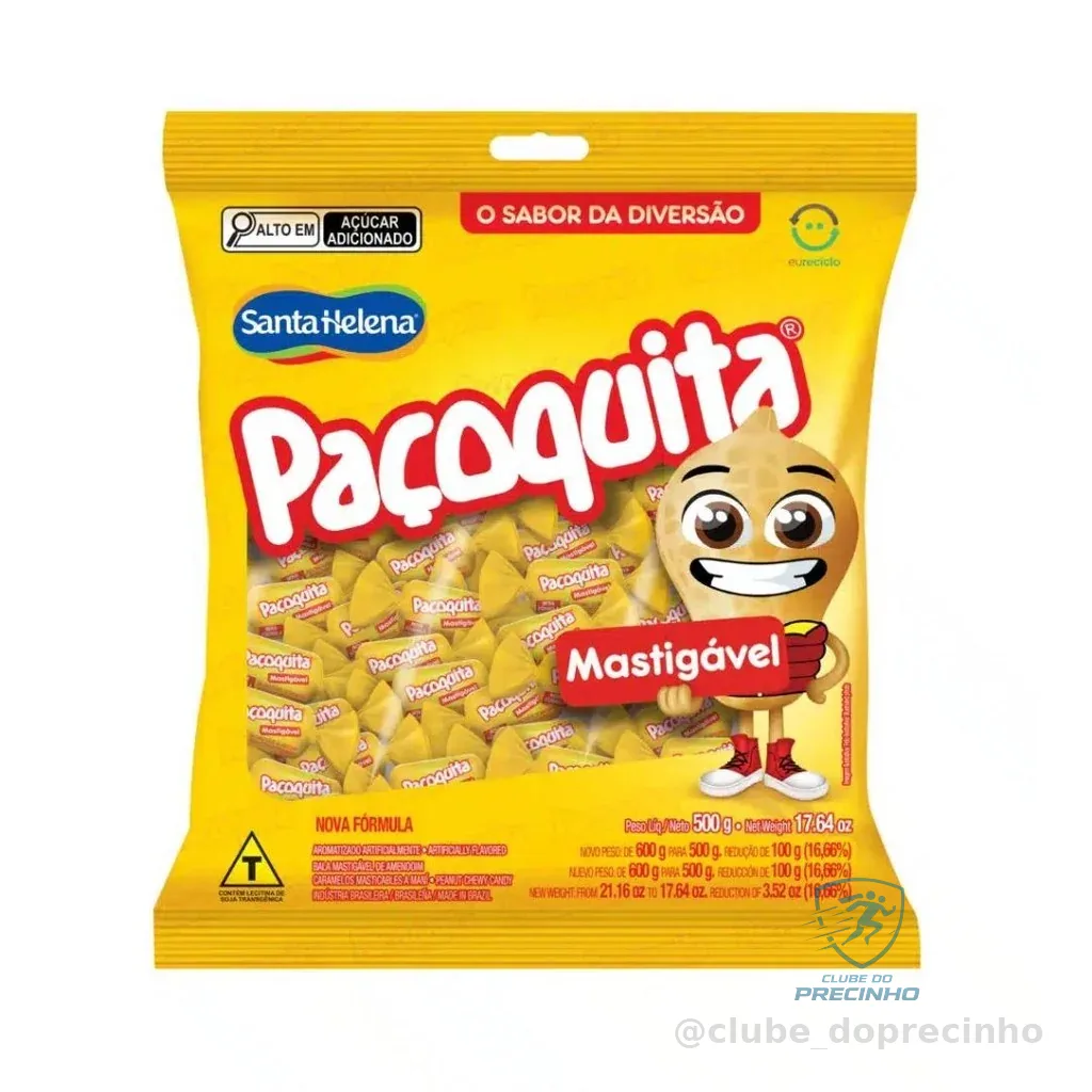 Bala Mastigável Paçoquita Amendoim Santa Helena 500g