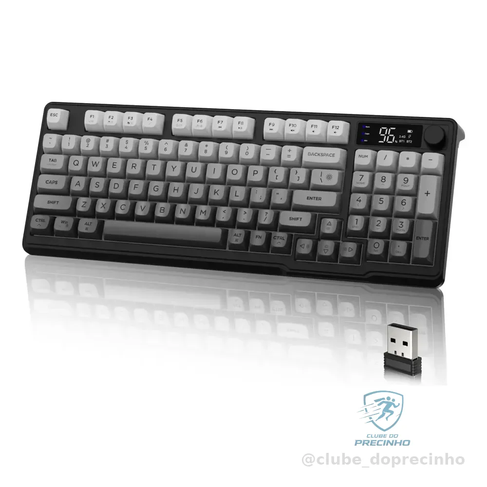 Teclado Mecânico Sem Fio Freewolf M96 Pc Noite Iluminada Pela Lua