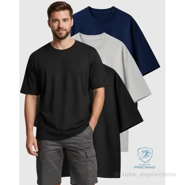 Kit Camisa Oversized Masculino Blusa Streetwear Algodão