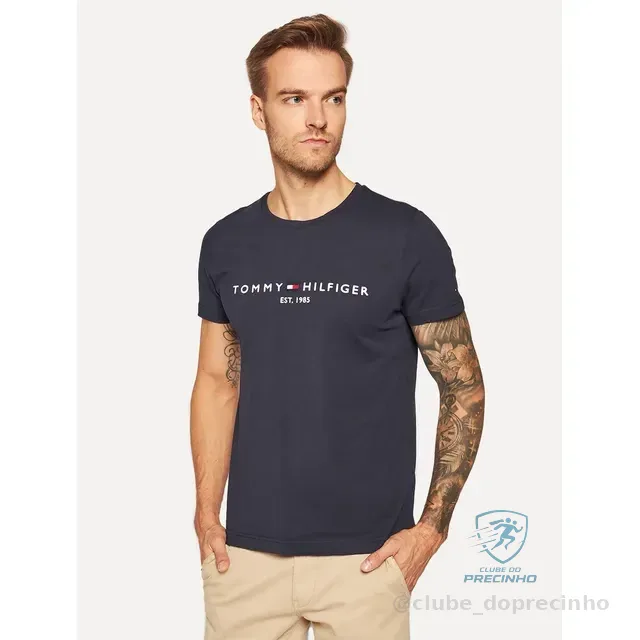 Camiseta Tommy Hilfiger Masculina Logo Tee Marinho