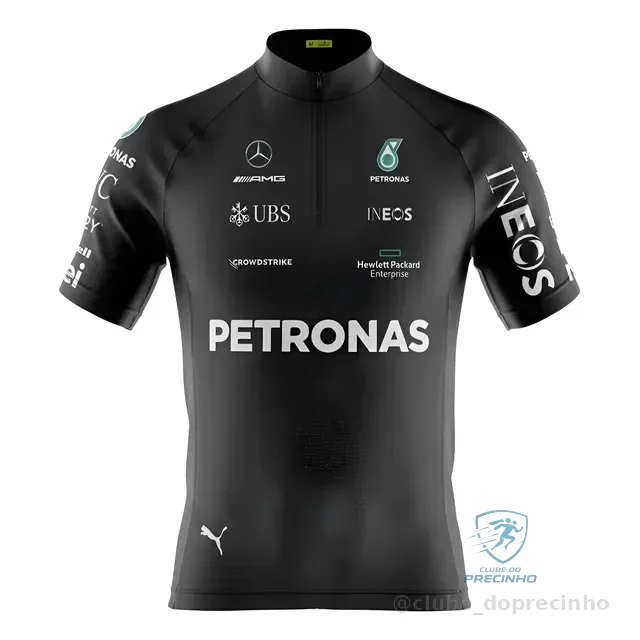Camisa Ciclismo Masculina Manga Curta Petronas Preta Uv50