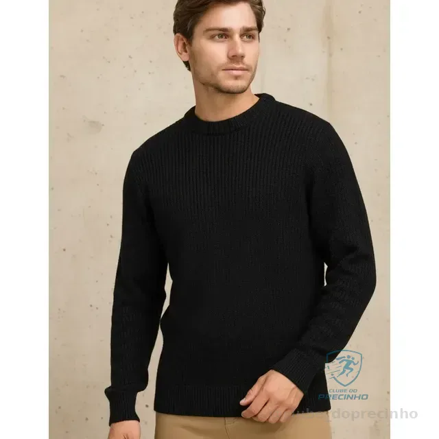 Suéter Blusa De Tricot Masculino Liso Blusa Lã Masculina