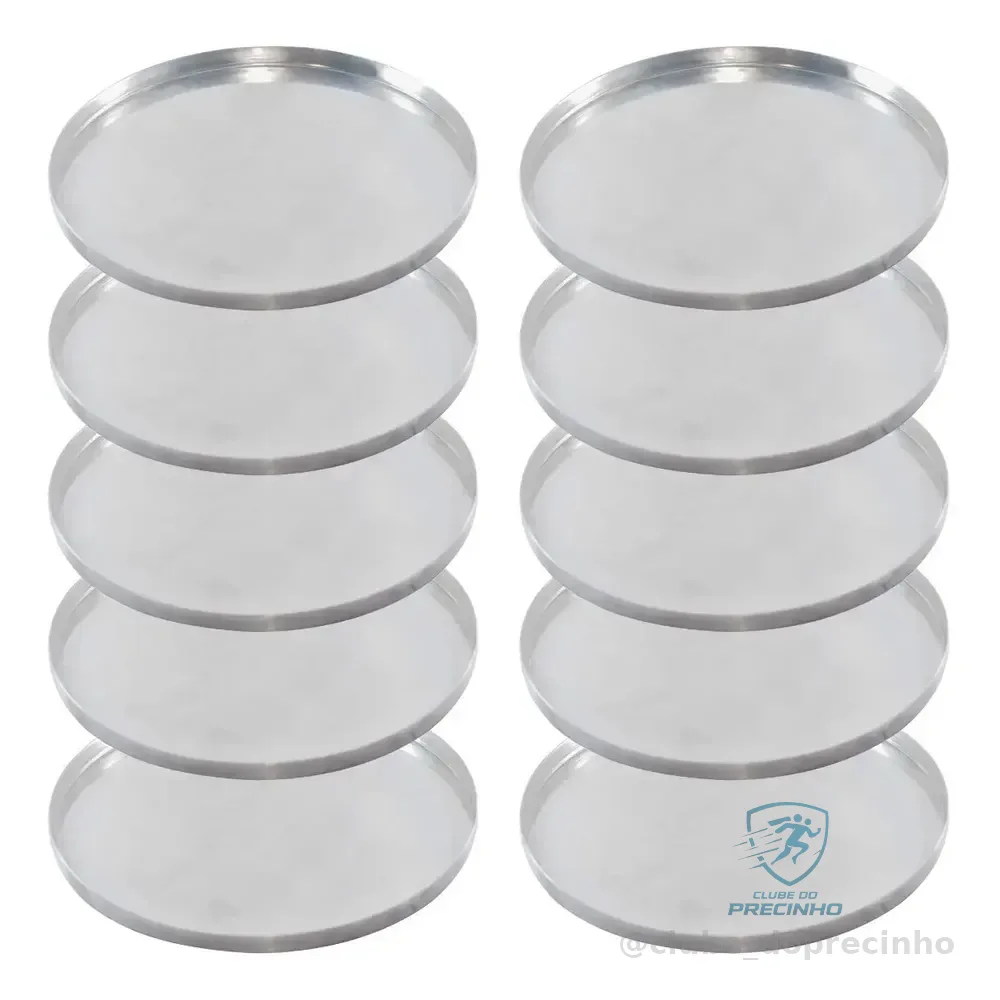 Mini Forma De Pizza 10 Cm Jogo 10 Peças Aluminio Resistente Prateado