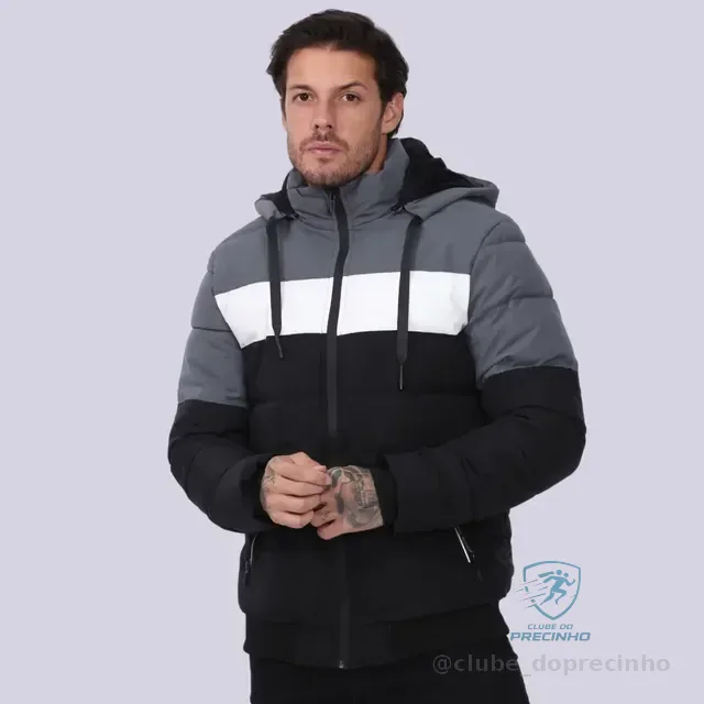 Jaqueta Bobojaco Com Capuz Bolso Zíper Casaco Frio Inverno