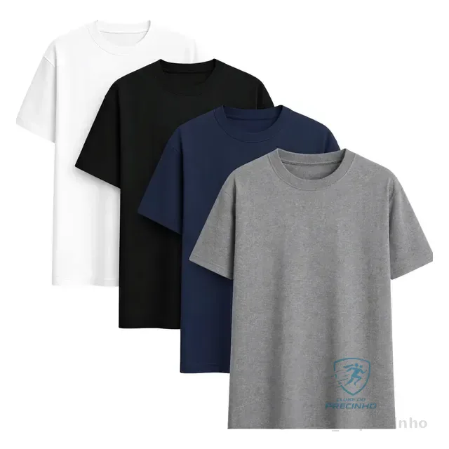 Kit 4 Camisas Camiseta Básica Lisa 100% Algodão Premium 30.1