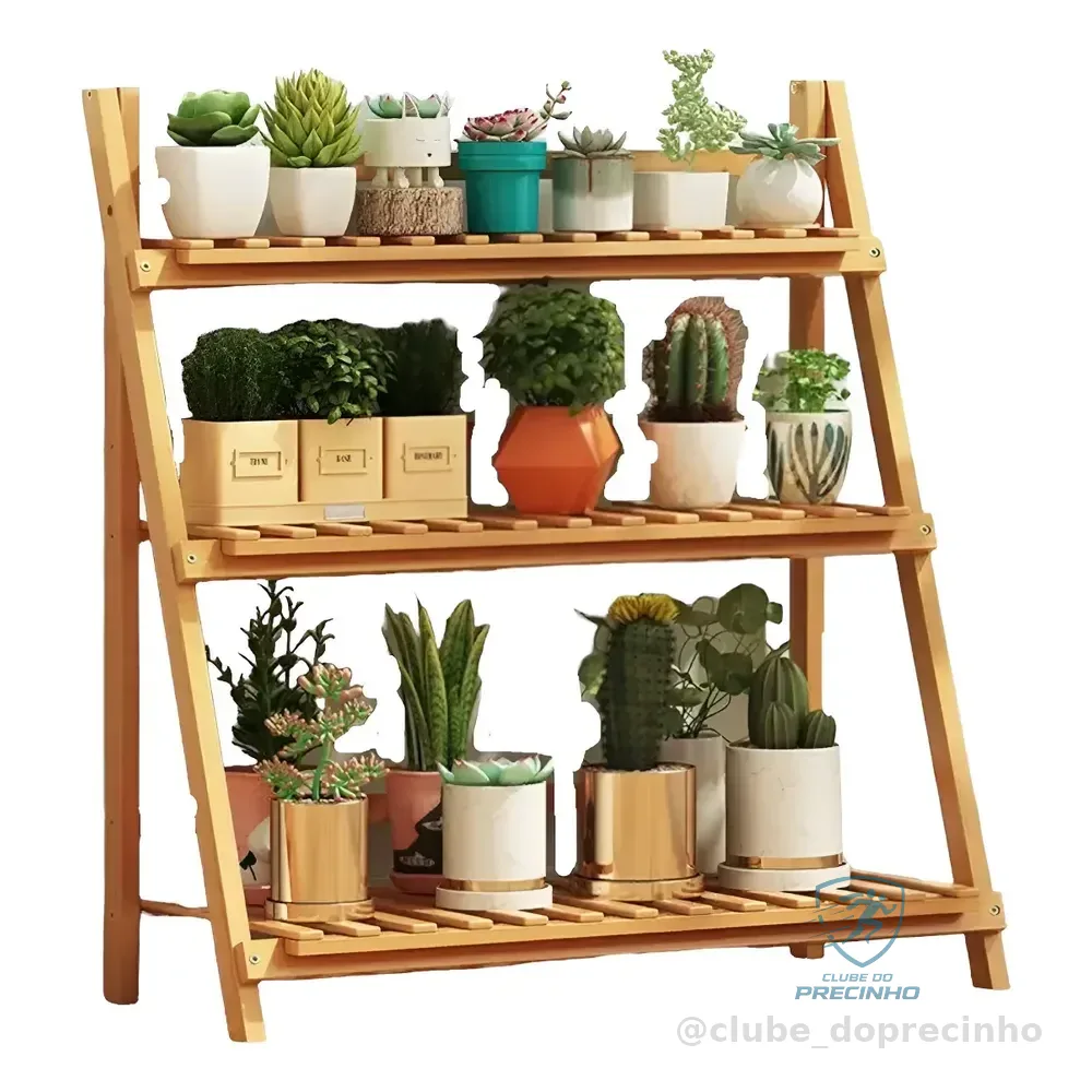 Estante Para Vasos De Plantas, Floreira De Madeira, Dobrável Madeira