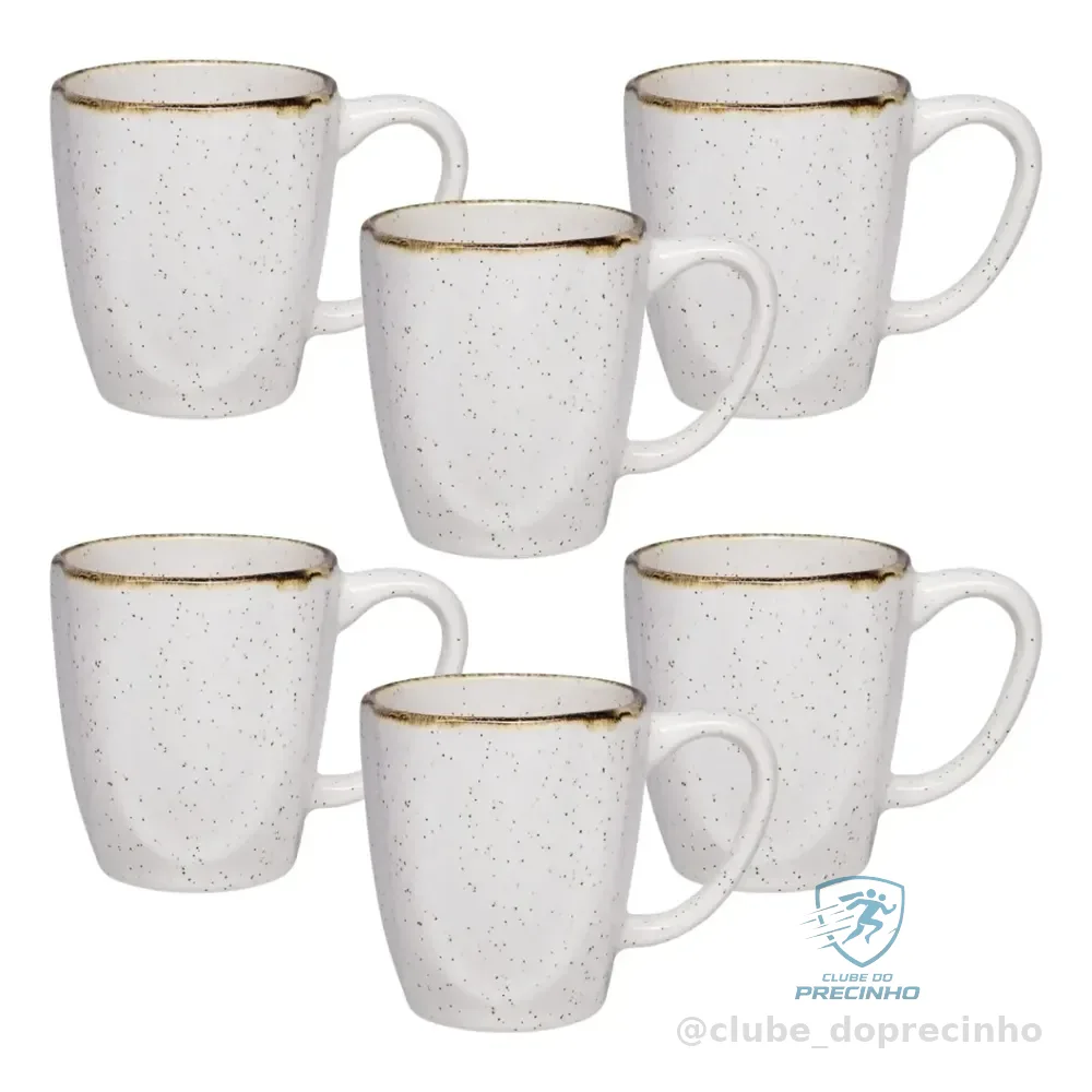Conjunto De 6 Canecas Ryo Maresia 260ml Oxford Branco
