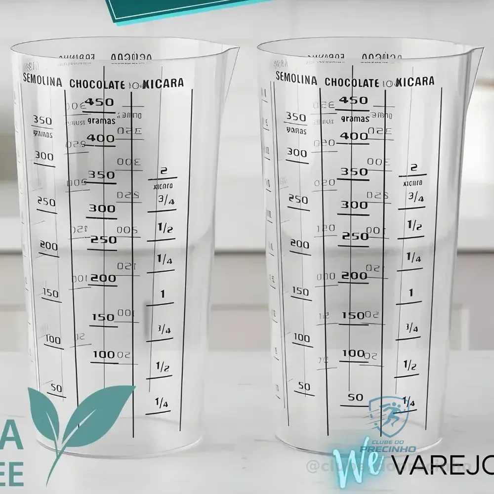 Kit 2 Copos Medidores We Varejo Copo Para Medidas Cúlinarias 500ml Plástico Abs Bpa Livre Medir E Dosar Ingredientes Receitas Transparente 2 Unidades