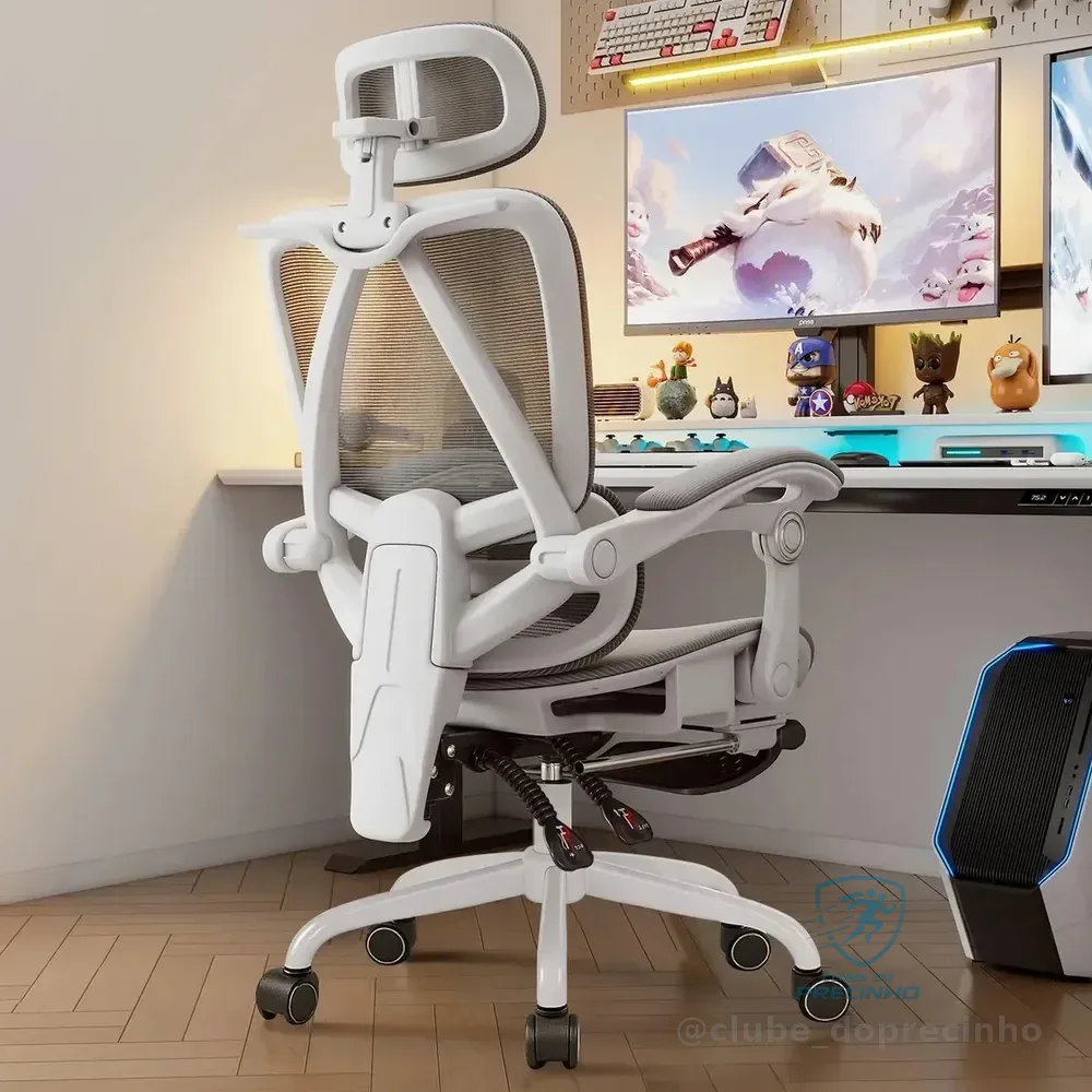 Cadeira De Escritório Ergonômica Premium Python Fly Cor Cinza Material Do Estofamento Malha Elástica