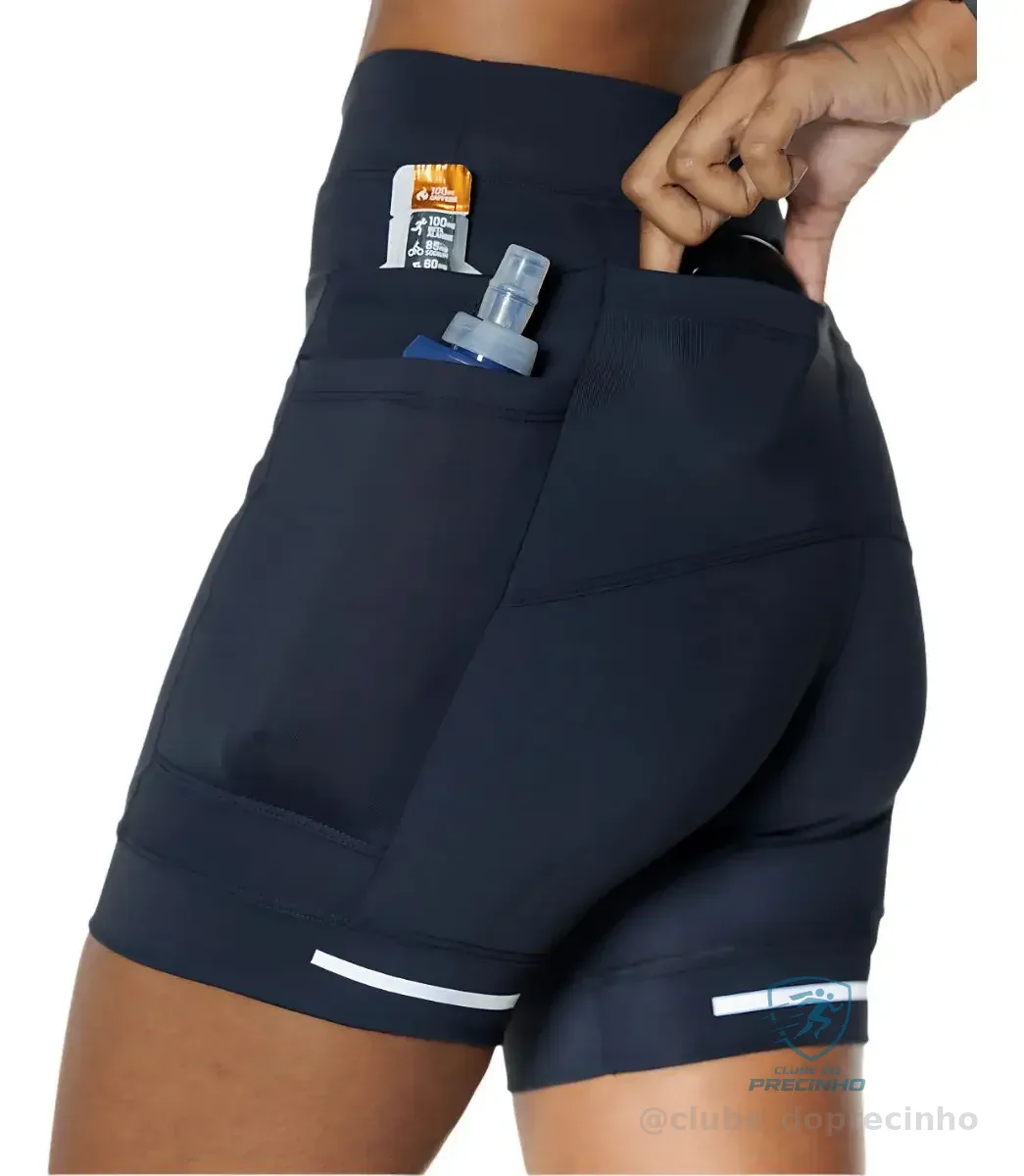 Bermuda Feminina 6 Bolsos Alta Compressão Academia Snugg