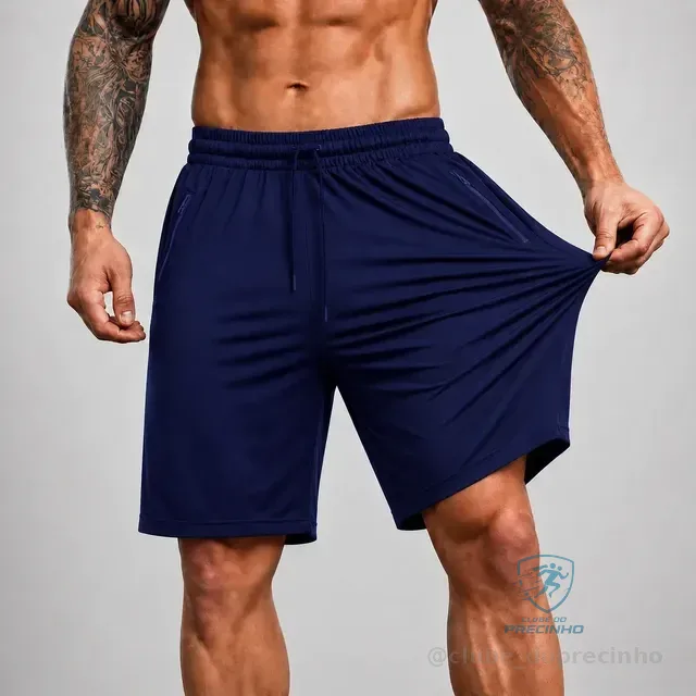 Shorts Esportivo Masculino Slim Fit Com Elastano Poliamida