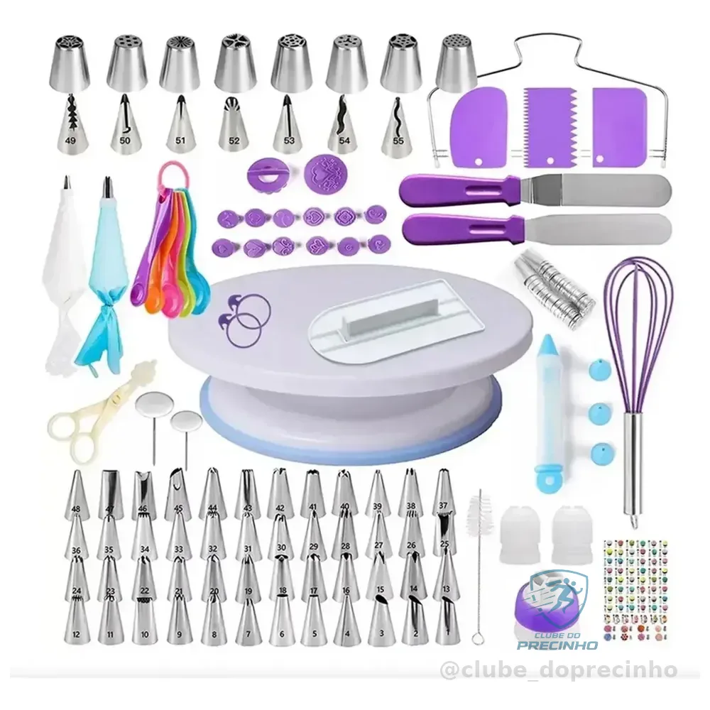 Kit Confeiteiro Profissional Completo Para Decoração De Bolos Com Bicos E Espátulas