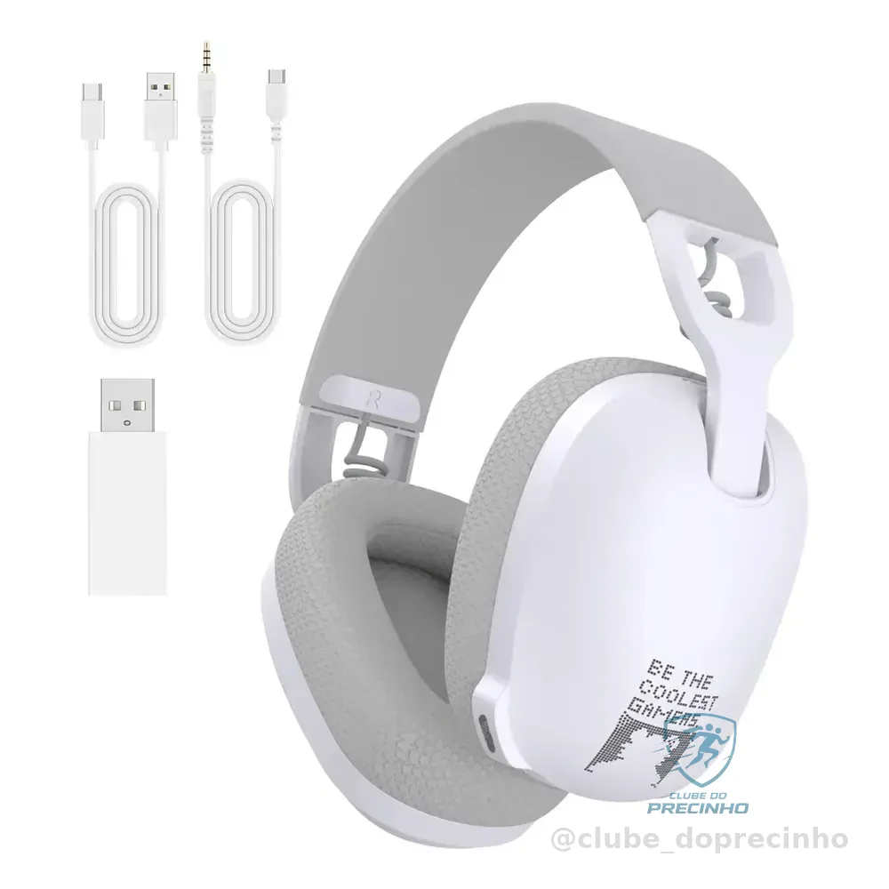 Headset Gamer Profissional Onikuma B2 Bluetooth, P3 Branco E Cinza