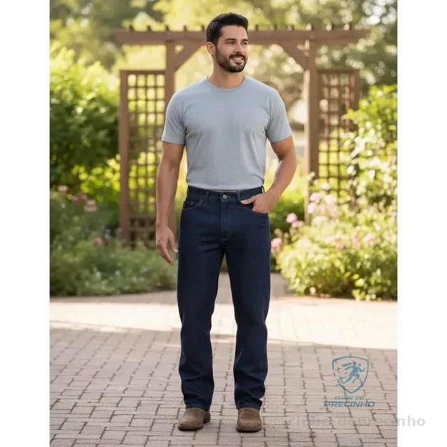 Calça Jeans Masculina Tradicional Reta Resistente Reforçada