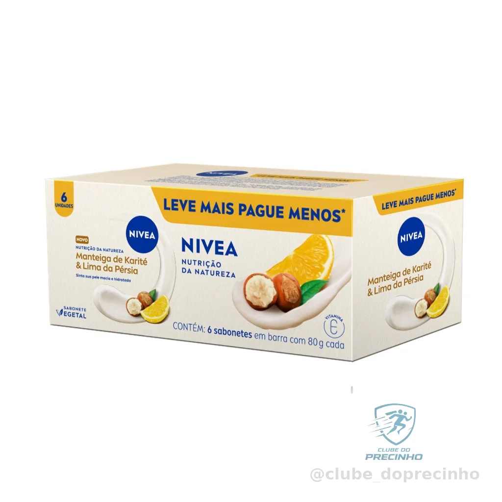 NIVEA KIT Sabonete em Barra Vegetal Nutrição da Natureza 80g (6 unidades)