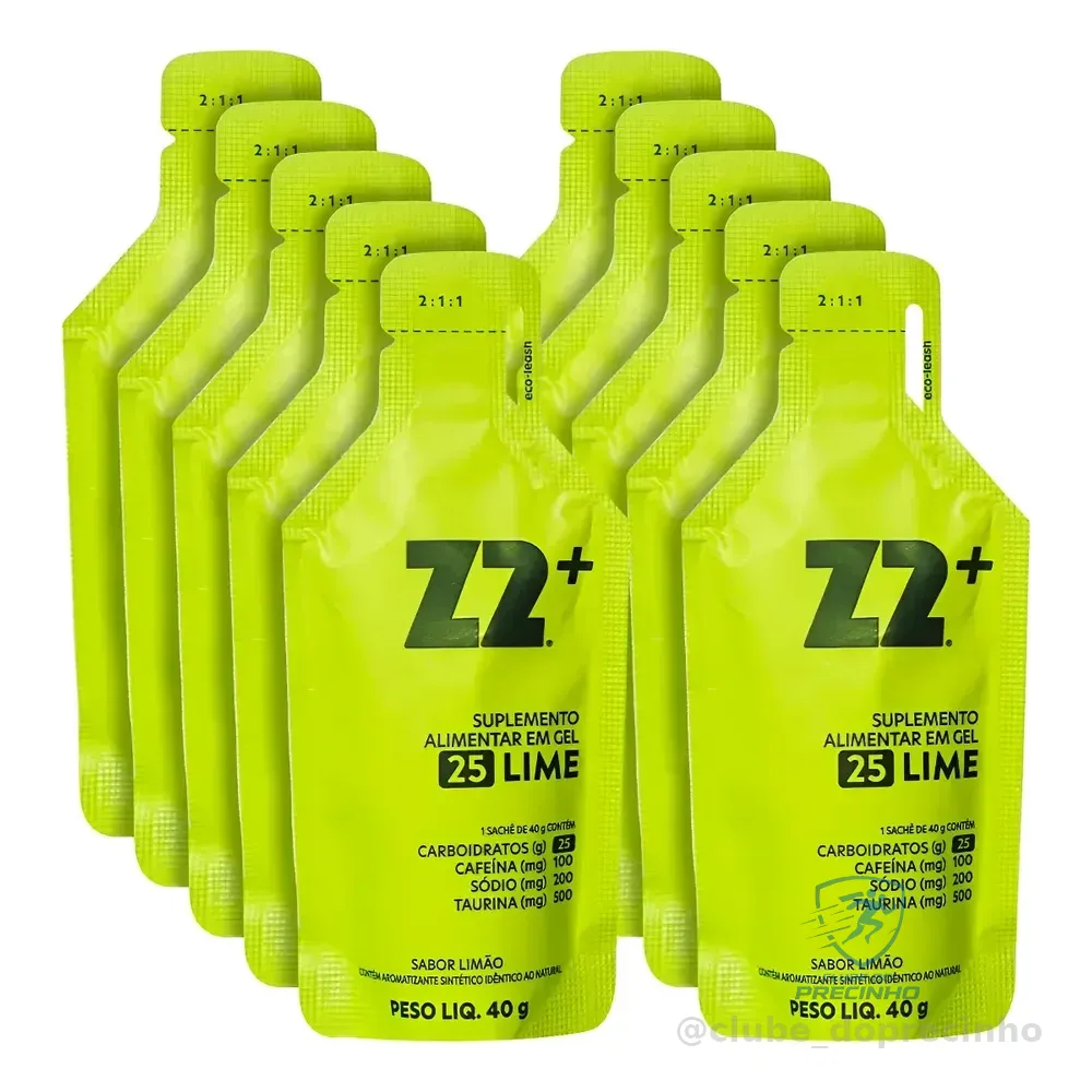 Energy Gel Z2+ Lime Box 10un Sachê 40g Cafeína Limão
