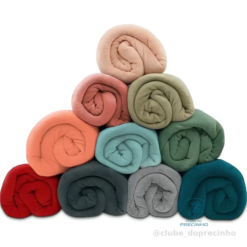 Kit 05 Mantas Microfibra Lisa Cobertor Casal - Corttex