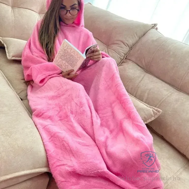 Cobertor De Manga Com Capuz - Coberta Para Tv - Microfibra Liso 900 G Rosa