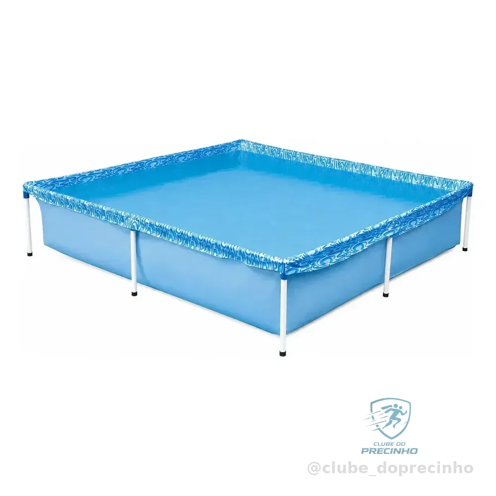 Piscina Infantil Quadrada Estrutural Pvc 1500 Litros Mor Azul