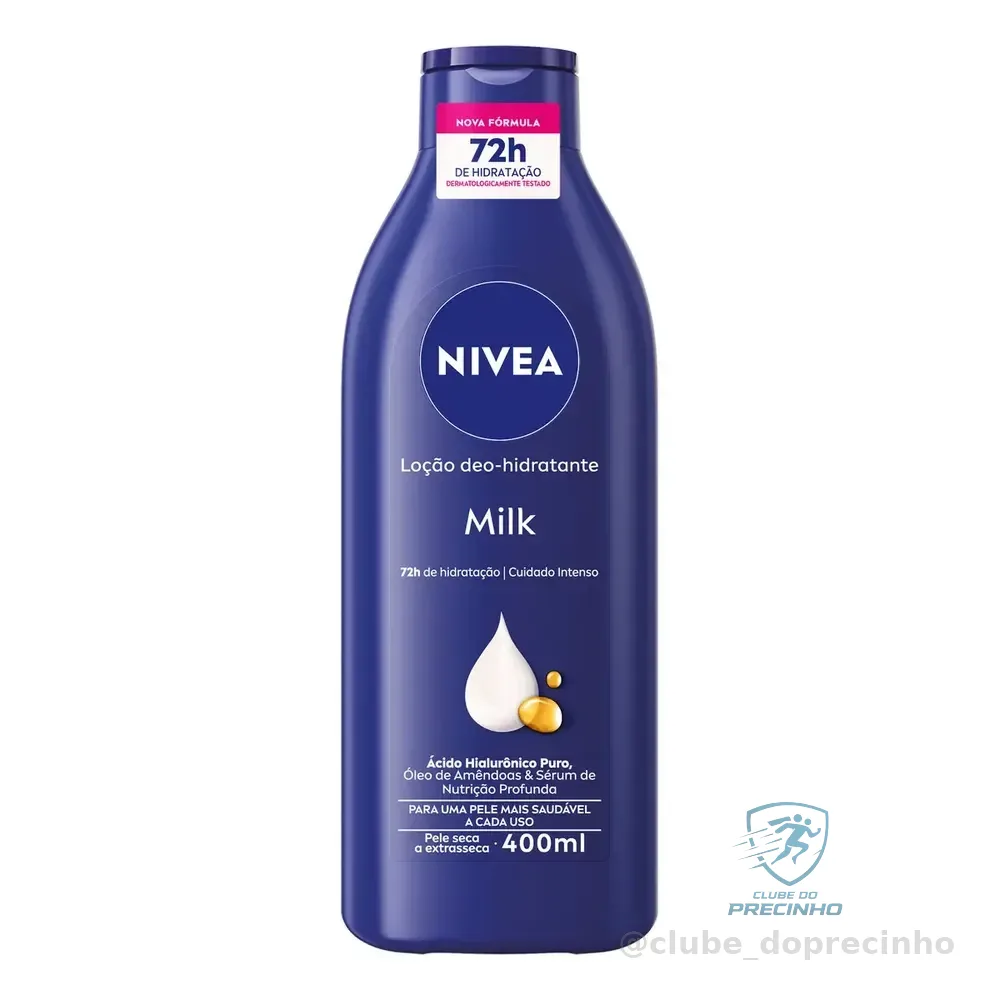 Nivea Loção Deo-hidratante Milk 400ml, Hidratação Profunda 72h, Hialurônico Puro, Corporal, Pele Seca E Extrasseca