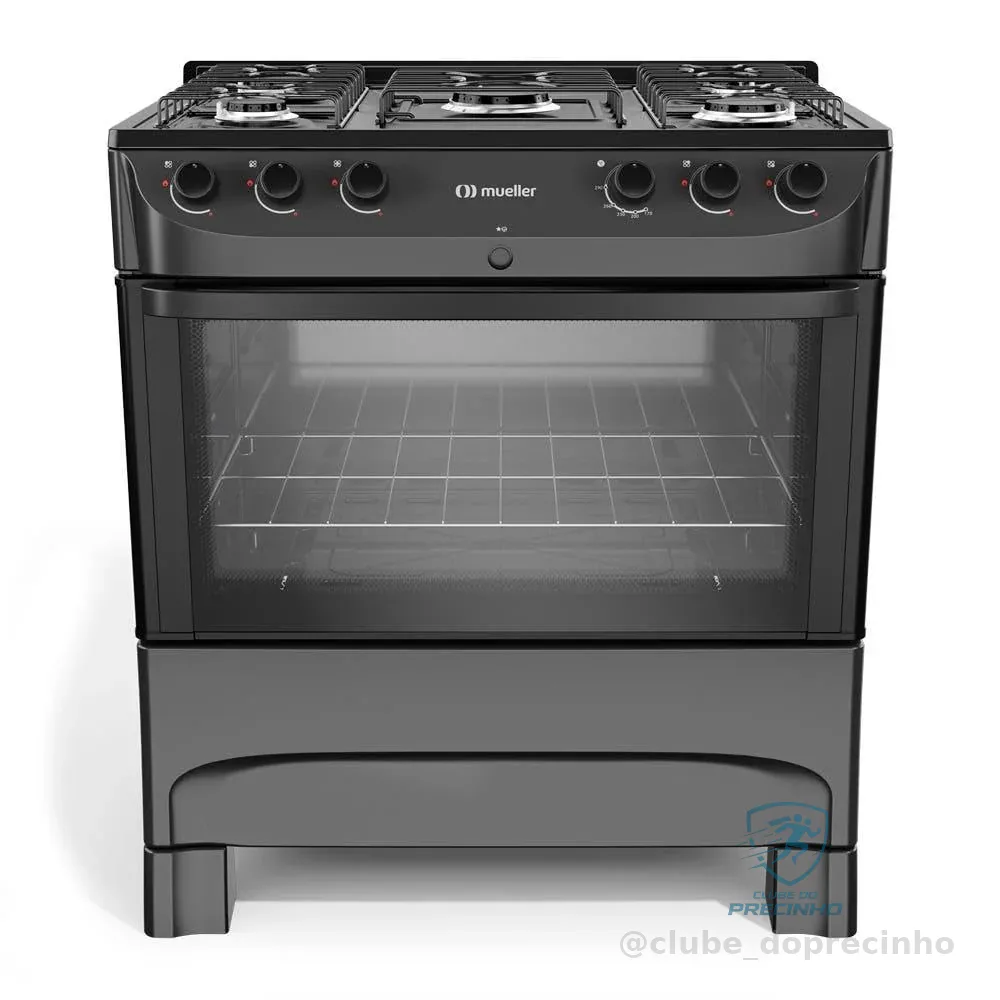 Fogão Mueller 5 Bocas com Mesa Esmaltada Preto Fosco MFI5BC - Bivolt
