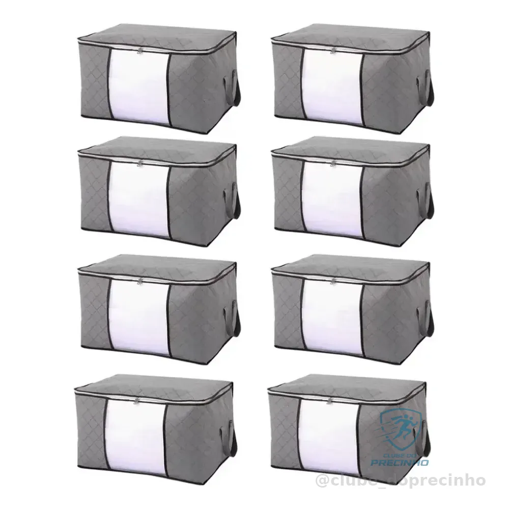 Kit8 Colcha Caixa Saco Organizador Grande Edredom Cobertor Cinza