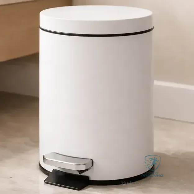 Lixeira Inox Com Pedal 3l Escritório Sala Cozinha Banheiro Branco Matte