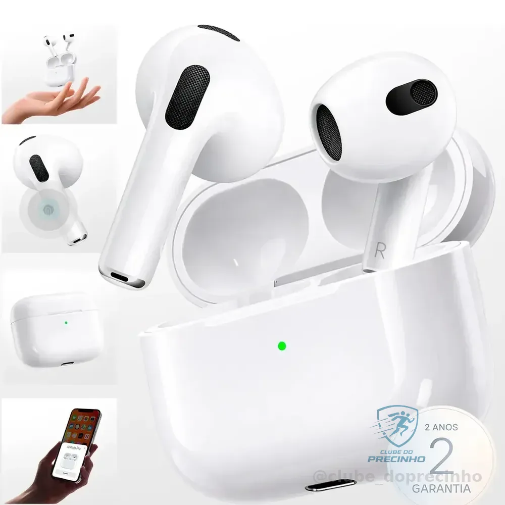 Fone Ouvido Bluetooth 5.4 Sem Fio Estojo De Carregamento Anti Ruido A Prova Dagua Compatível Com Ios Samsung Galaxy Android Tws Wireless Air Premium Microfone Touch Marca Pro Phone See Branco