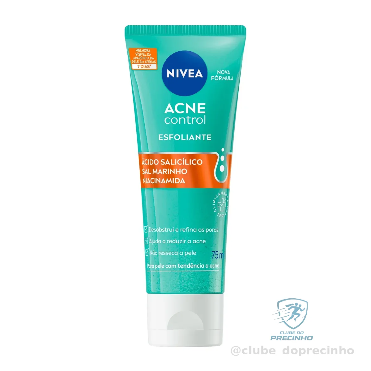 NIVEA Esfoliante Facial Acne Control 75ml, Esfoliação Suave, Desobstrui os Poros, Reduz Acne, Pele com Tendência a Acne