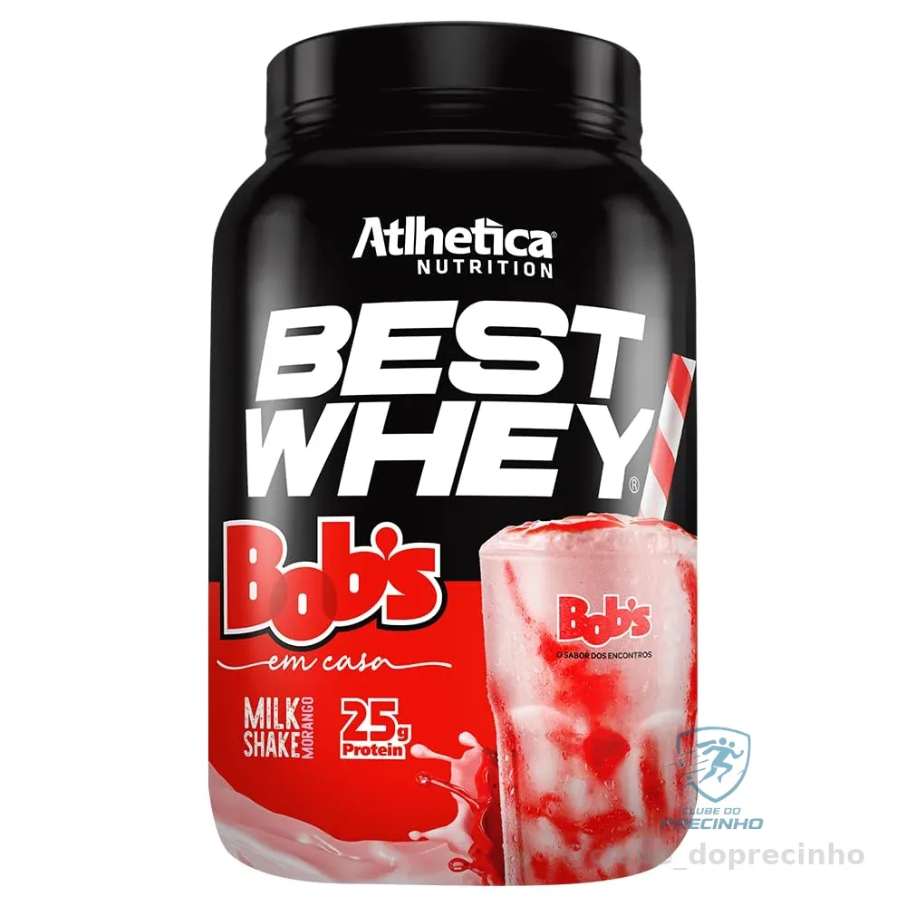 Atlhetica Nutrition Best Whey Bobs Milk Shake Morango, Proteína em Pó, 25g Proteína, 900g