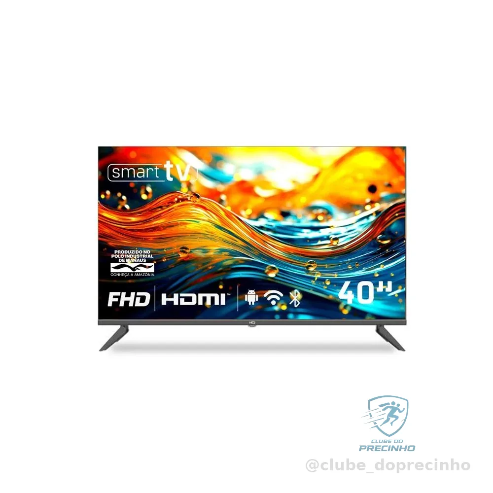 Smart TV HQ 40" Full HD tela sem bordas Android 12 design Slim HQS40NKHM