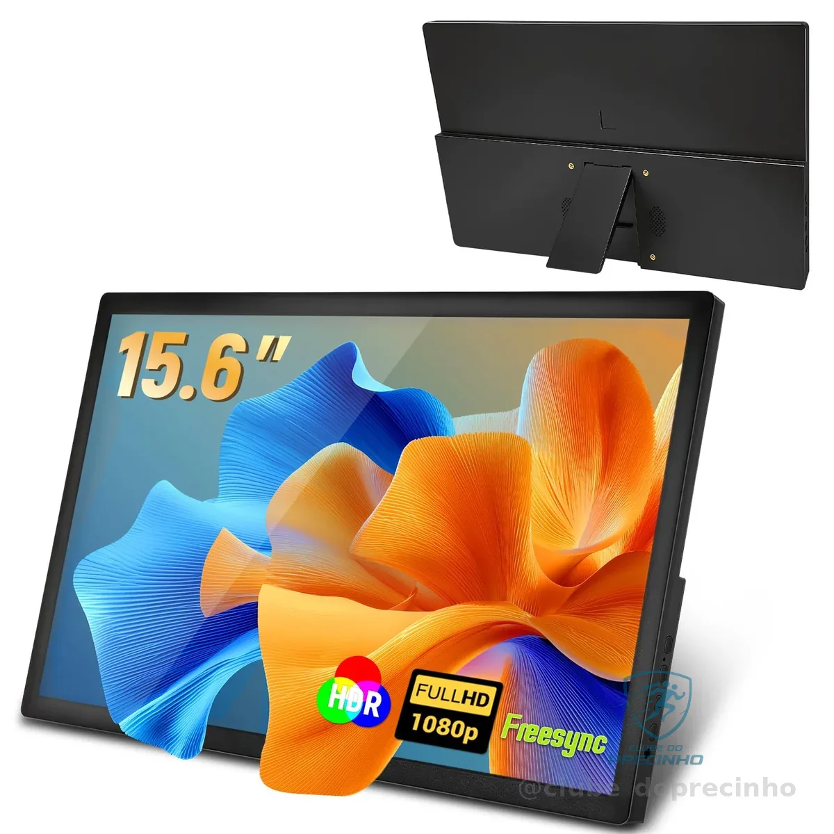 Monitor Portatil para Notebook 15.6" FHD IPS Ultra Fino 1080P com HDR e FreeSync USB-C/HDMI Zero Latência - Tela Portátil para Notebook com Filtro de Luz Azul,pare Viagens, Casa, Trabalho e Jogos