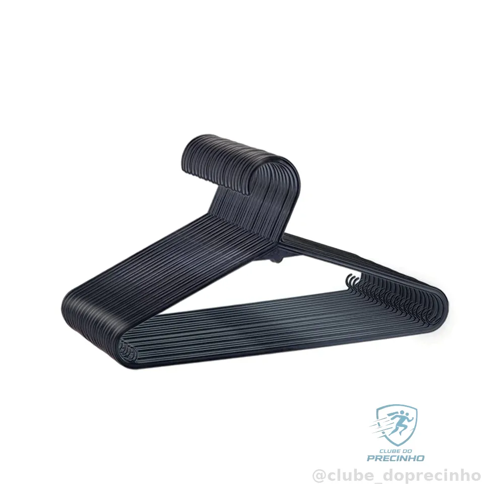 Kit com 20 Cabides Fun, Preto, Dasplast