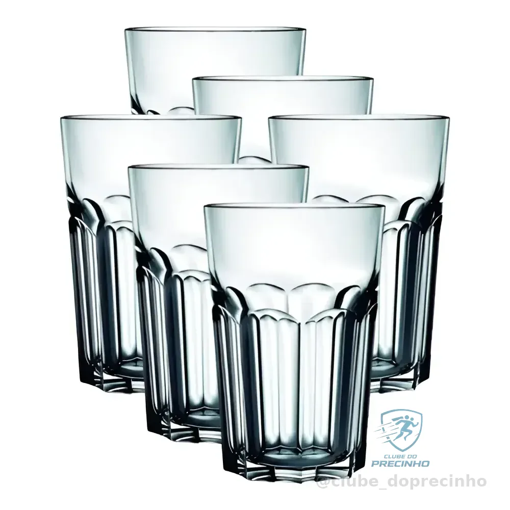 Copos De Vidro Grosso Original Line Glass De 400 Ml Água Suco Drink Premium Cor Transparente