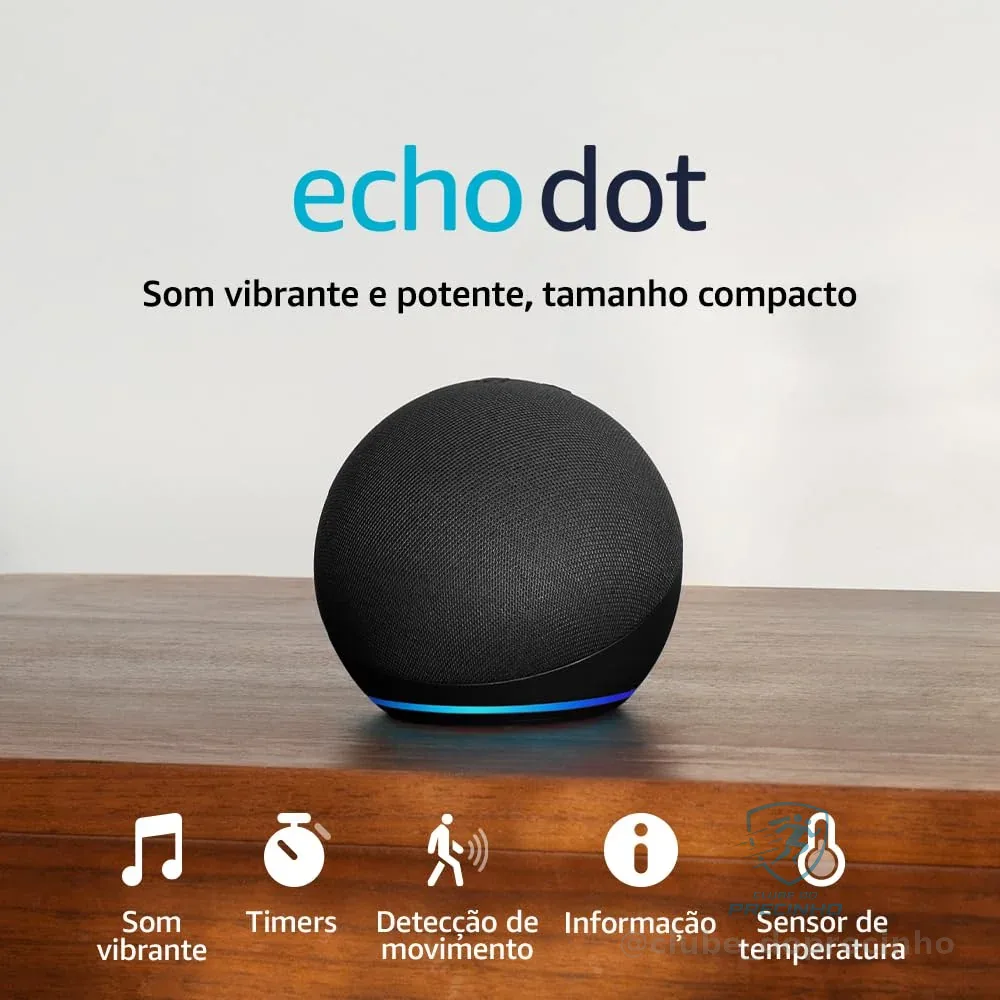 Echo Dot (Geração mais recente) | Smart speaker com Alexa, som vibrante e potente, Wi-Fi e Bluetooth | Cor Preta, com Acesso Antecipado à Alexa+
