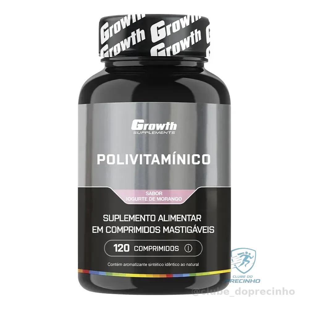 Polivitaminico Mastigável 120un. Growth Supplements - Sabor Morango