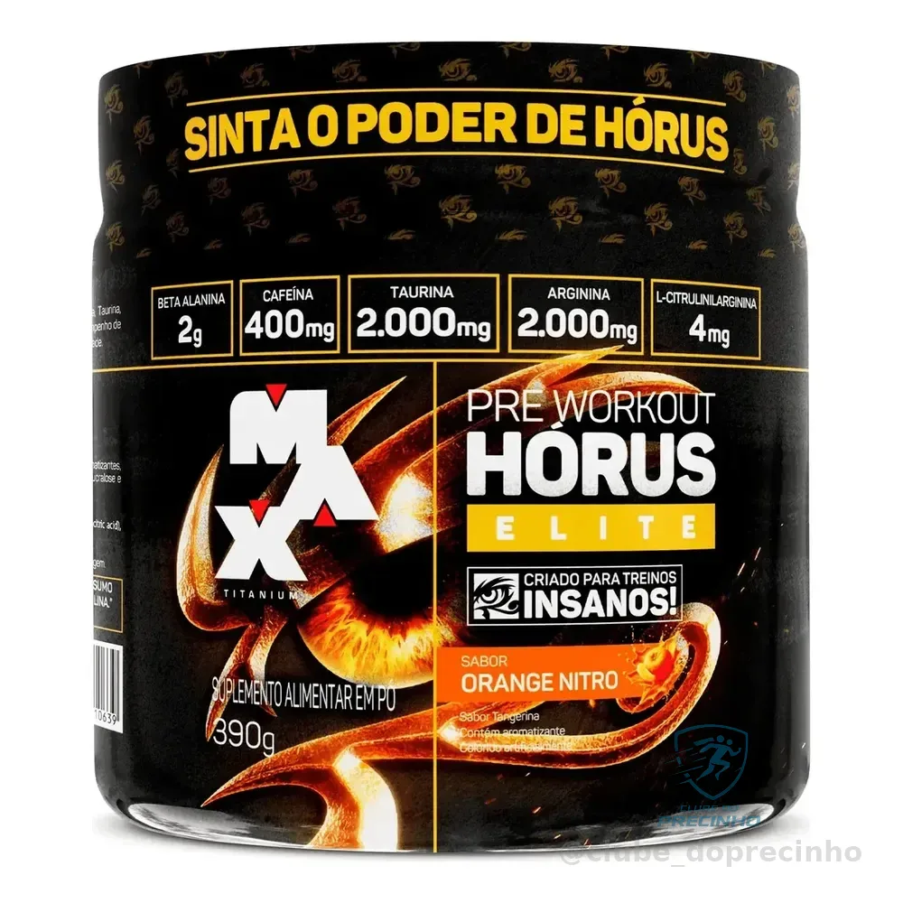 Horus Elite 390g Pré Treino 400mg Cafeína - Max Titanium Sabor Tangerinaa